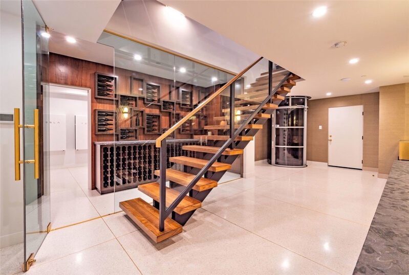 Wine cellar design with residential luxury lift