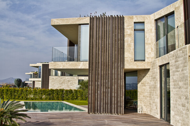 Double height timber cladding