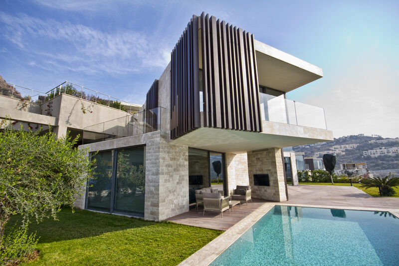 Timber cladding wrapping round a corner