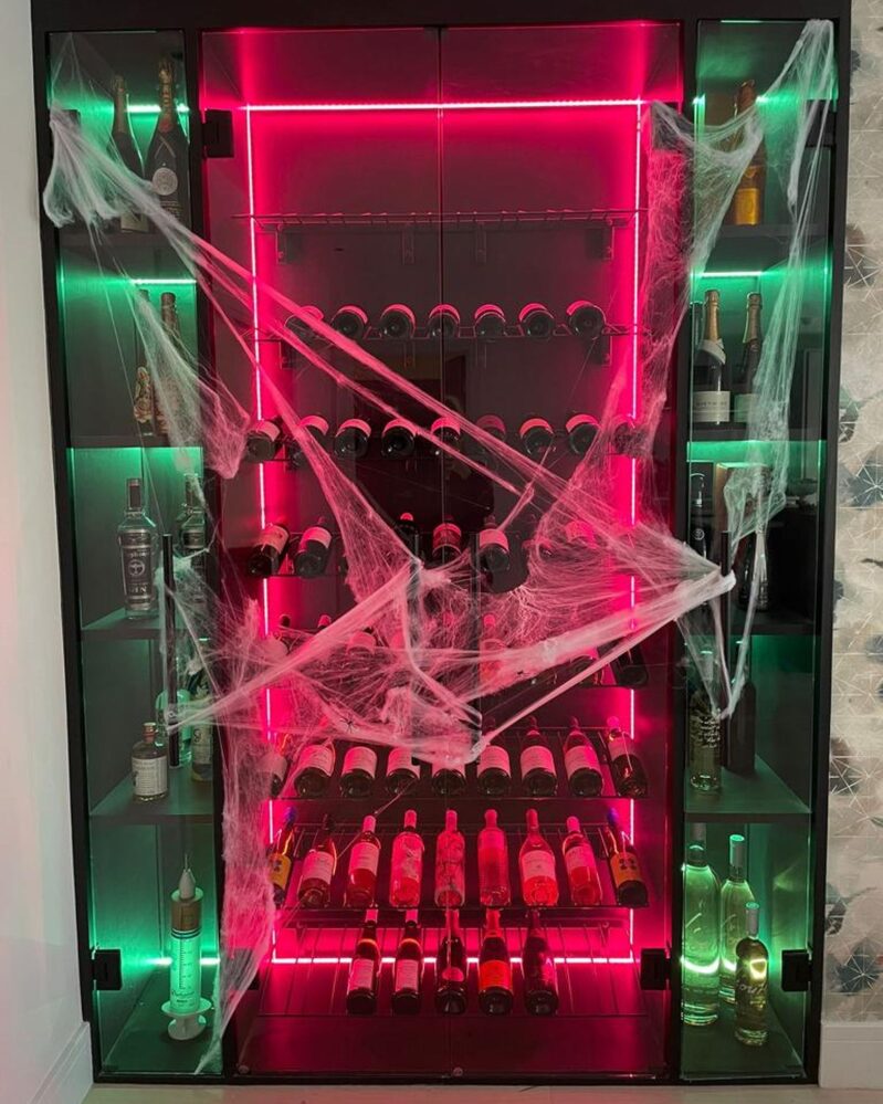 Lighting controlled wine cellar