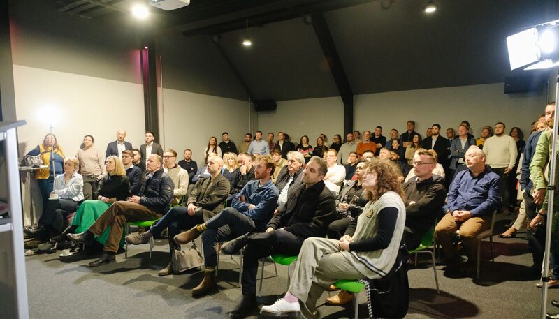 A packed auditorium at Sky House for keynote talks on sustainable design