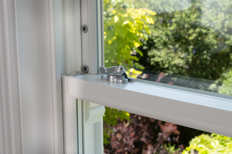 Brushed chrome window ironmongery