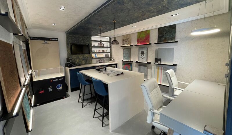 Venetian plastering and micro cement decorative finishes can be see at Sky House Design Centre
