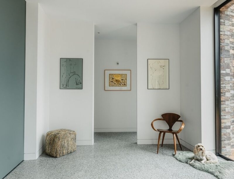 minimal hallway with natural materials and textures for a coastal granny style