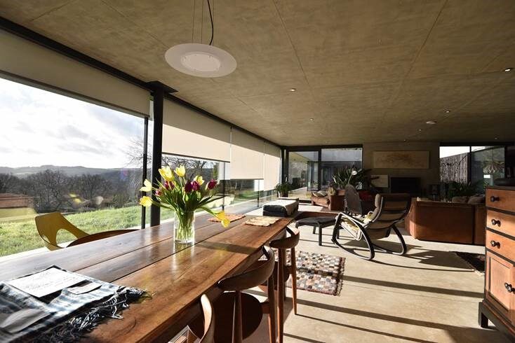 Shading systems to fit bespoke glass at Ha Ha House