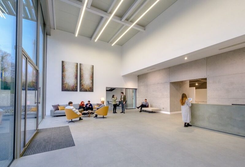 minimal reception area with light and bright interior design