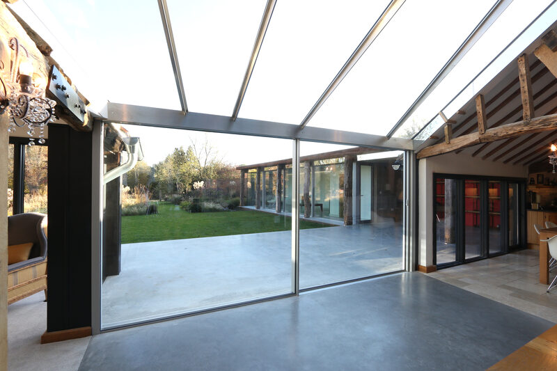 high security sliding door systems with a structural glass roof