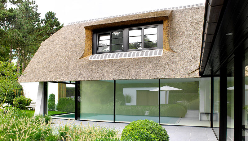 Thatched roof houses - Sky House Design Centre - Thatched Roof Glass Pool House