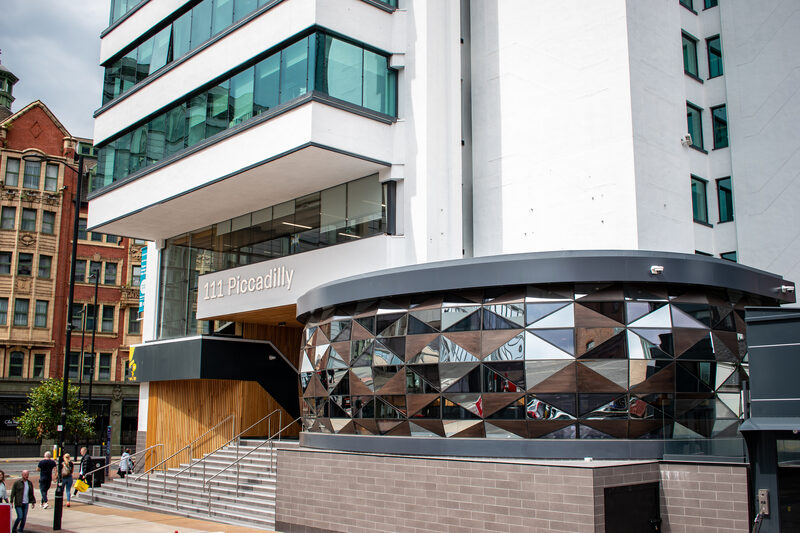 the Gem acting as a sculpture within Manchester city centre