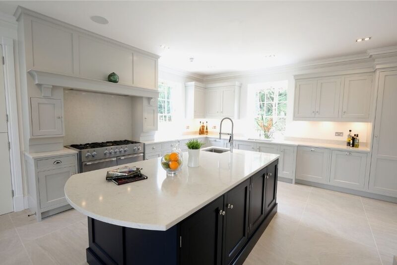 watermark shaker style kitchen - kitchen with a curved island